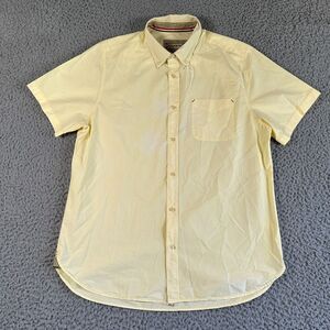 32‎ Bar Blues Shirt Mens Large Gold Button Down Short Sleeve Casual
